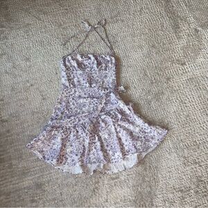 SHEIN Purple And White Floral Halter Dress